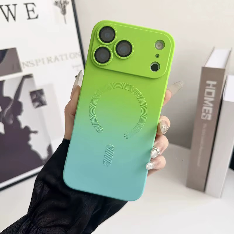 Magnetische MagSafe Handyhülle mit Gradient Design und Linsenschutzfolie für Apple iPhone 11 bis 17 Pro Max Air in Multicolor - Bild 2