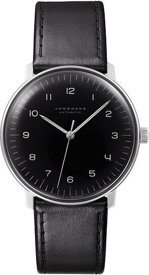Junghans Armbanduhr Automatik, Edelstahl, Leder, Schwarz, 38 mm, Unisex - Bild 1