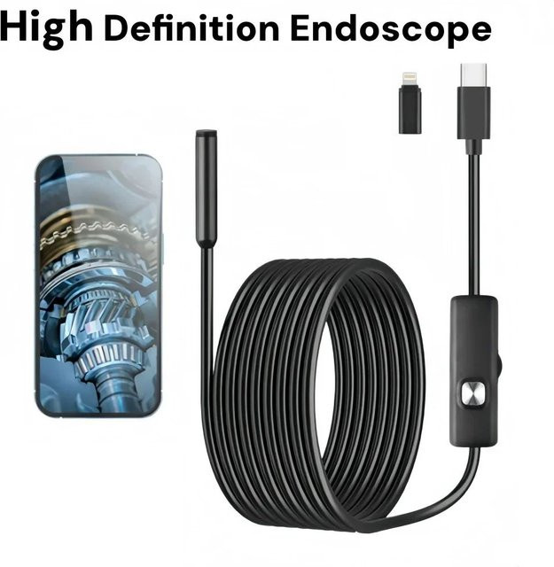 XinFe Endoskopkamera 1080P HD Boreskop Inspektionskamera mit USB-C für iOS und Android, Schwarz - Bild 1