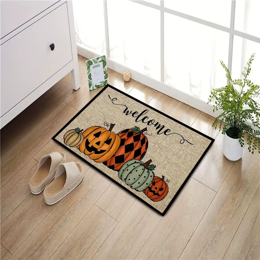 VIKAMA Halloween Fußmatte mit Kürbis-Geist-Motiv für Wohnzimmer und Outdoor, maschinenwaschbar - Bild 2