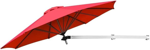 COSTWAY Wand-Sonnenschirm aus Aluminium und Polyester, kippbar, Rot - Bild 1