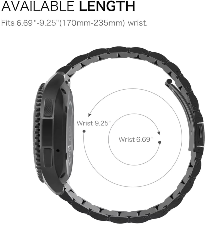 Uhrenarmband Edelstahl, Schwarz, Unisex - Bild 2