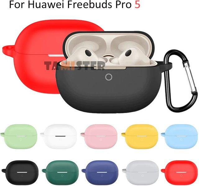 Silikon Schutzhülle für Huawei Freebuds Pro 5 in Weiß mit Haken - Bild 1