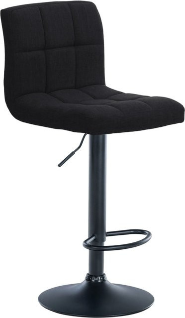 DELUKE Barhocker MADRID Schwarz mit Lehne, drehbarer Tresenhocker aus Stoff und Metall, B/T/H: 47 x 64 x 114 cm - Bild 1
