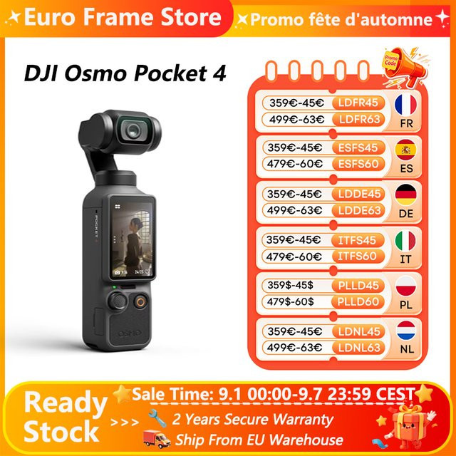 DJI Osmo Pocket 4 Action Camera mit 1 Zoll CMOS Sensor, 14 Stufen Dynamikumfang, 10-Bit D-Log und ActiveTrack in Schwarz - Bild 1