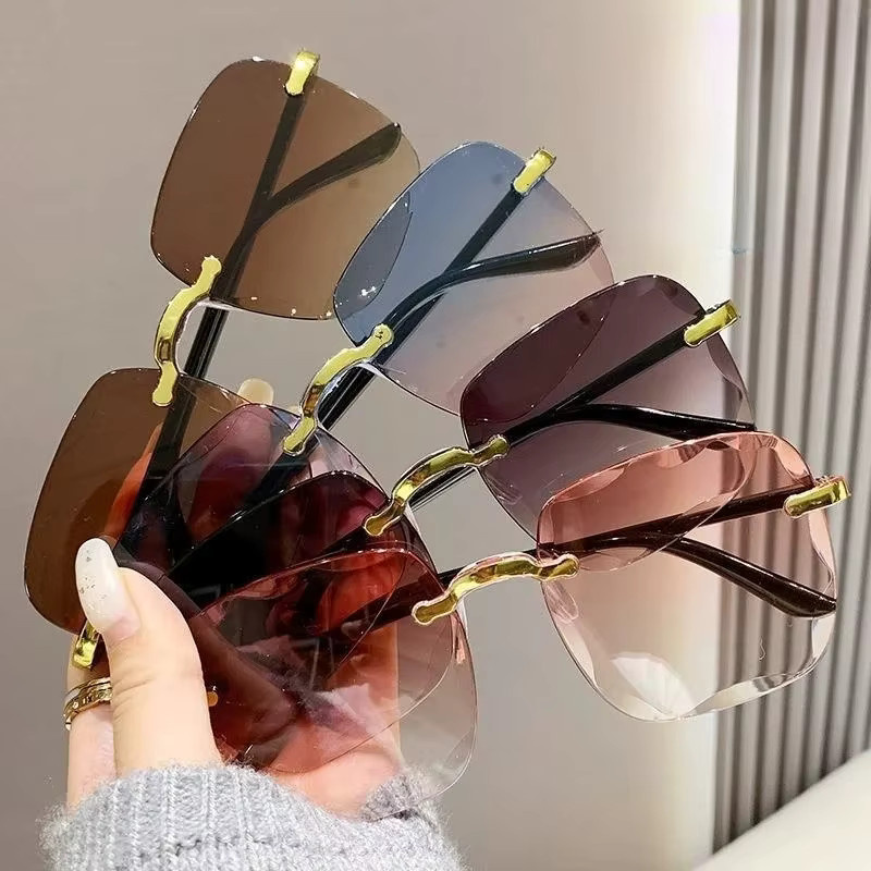 MOYOKA Sonnenbrille, randlos, quadratisch, rot, Metall, Unisex - Bild 2