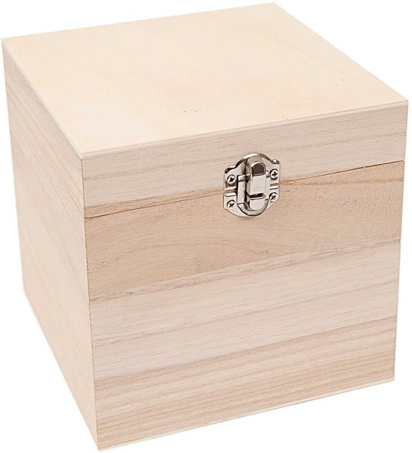 Rico Design Schatulle quadratisch aus Holz in Natur, B/T/H: 18,5 x 18,5 x 18,5 cm - Bild 1