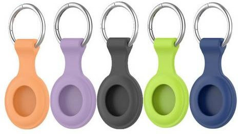 4Smarts Silicone Case Set für AirTags, 5 Schutzhüllen in Violett, Schwarz, Blau, Grün und Orange - Bild 1