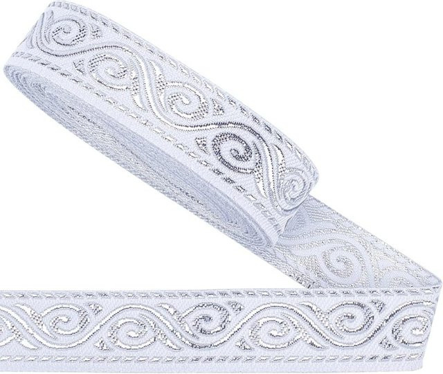 Ethnisches Jacquard Band in Weiß für Kleidung, Vorhänge und Polsterungen, Länge: 7 m - Bild 1