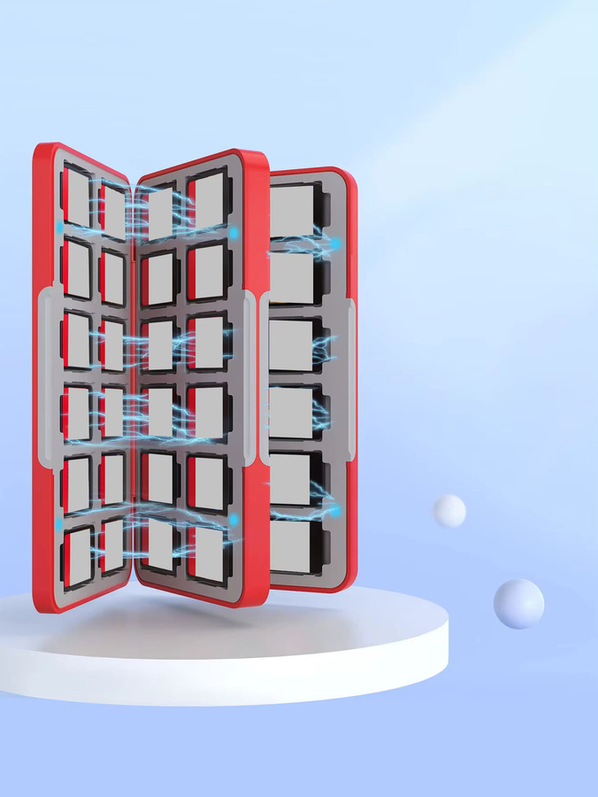 LOKPAD Magnetische Universal-Aufbewahrungsbox für 48 Nintendo Switch Game Cards in Rot - Bild 3