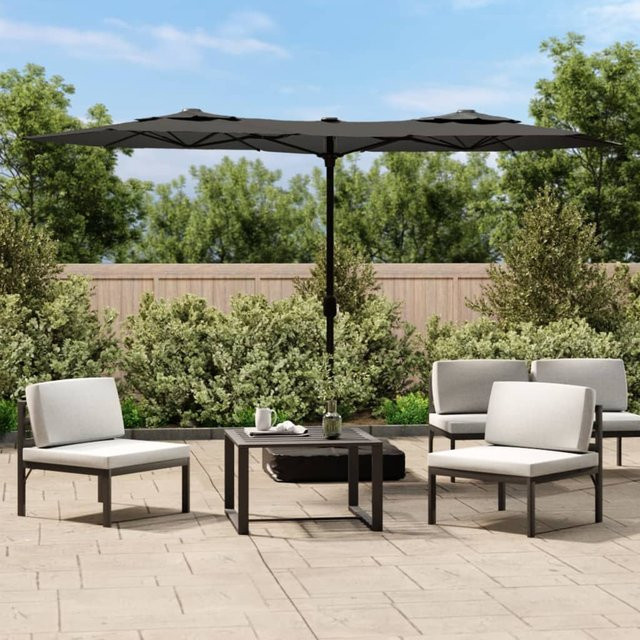 vidaXL Doppel-Sonnenschirm mit LED-Leuchten in Anthrazit, B/H/T: 316 x 240 x 145 cm - Bild 1