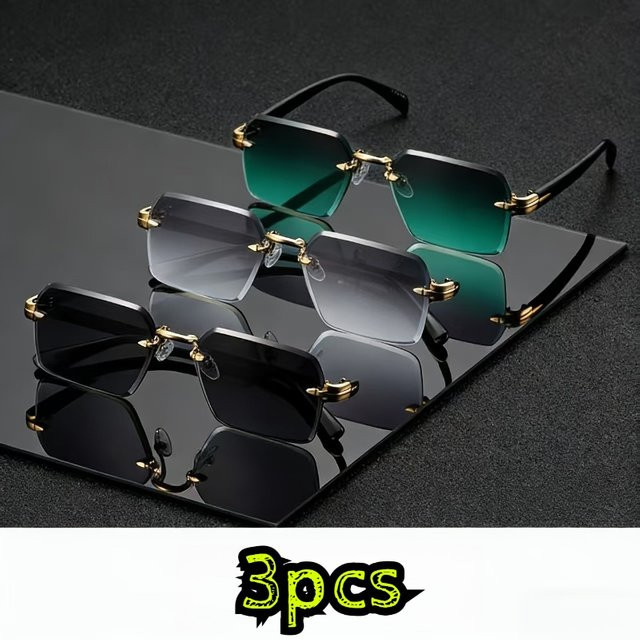 ERIKOLE Sonnenbrille randlos, Herren, goldfarben, grüne Gläser, polarisiert - Bild 1