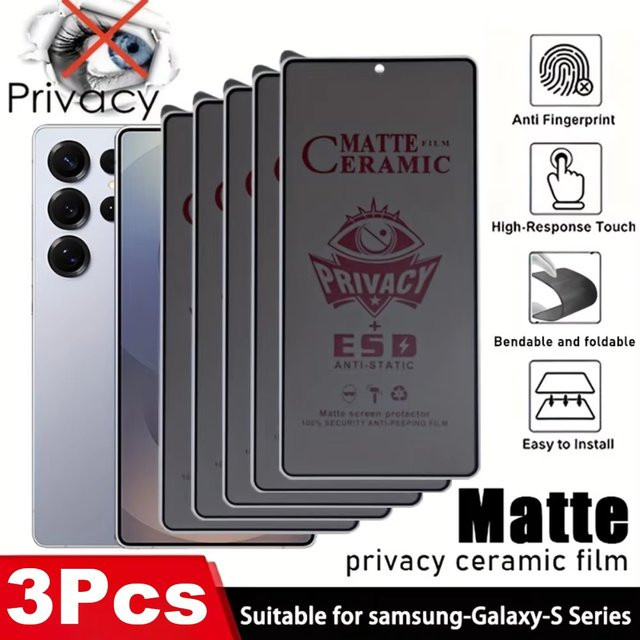 Caynes Keramikmembran Displayschutzfolie mit Privatsphäre-Schutz für Samsung Galaxy S25 Ultra S24 S23 S22 S21 S20 FE und weitere Android Modelle, Transparent - Bild 1