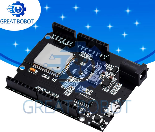 Baishundianzi ESP32 Wemos D1 R32 Entwicklung Board mit WiFi und Bluetooth, 4 MB Flash, CH340G, Schwarz - Bild 1