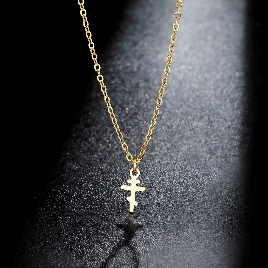 Unift Halskette mit Kreuz-Anhänger, Edelstahl, Gold, Unisex - Bild 3