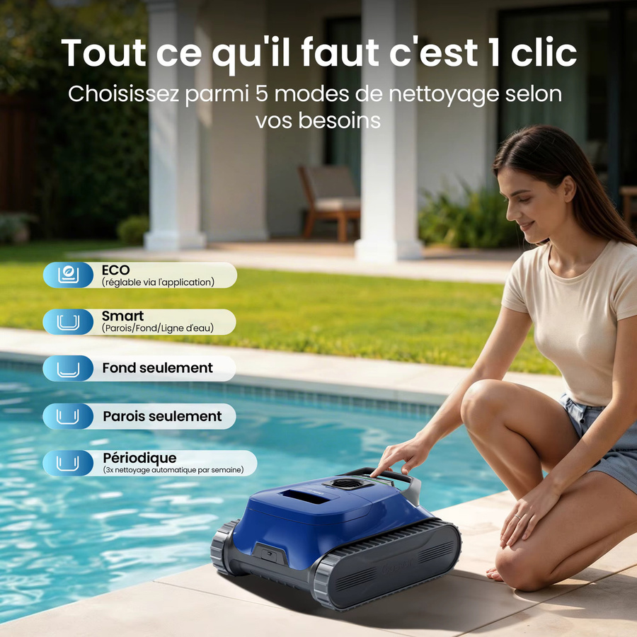 Gosvor LiteVac Pool Cleaner Roboter für eingelassene und oberirdische Pools, Grau-Blau - Bild 6