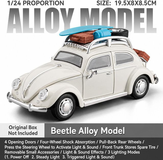 Linyi toy car Volkswagen Käfer Klassisch, Spielzeugauto, 1:24, Metall, mit Sound & Licht, ab 14 Jahren - Bild 1