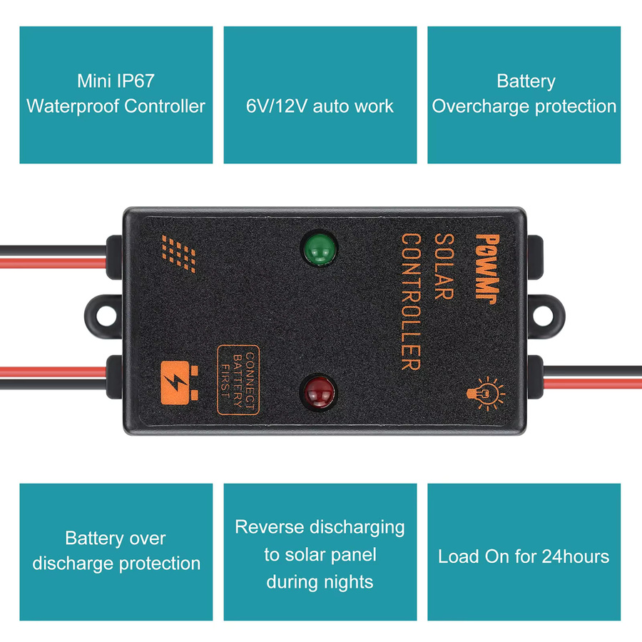 PowMr MPPT Solarladeregler IP68 wasserdicht mit Lastfunktion für Solarpanels und Batterien - Bild 3