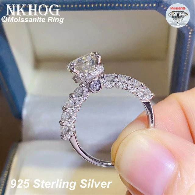 Nkhog Ring, 925 Silber, Moissanit, Diamant, Damen - Bild 1
