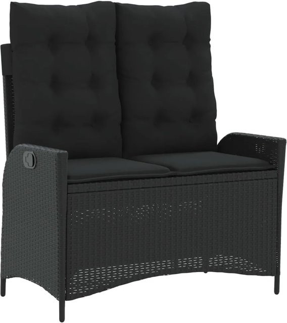 vidaXL Gartenbank aus Poly Rattan und Metall mit Kissen, Schwarz, B/T/H: 104 x 59 x 93 cm - Bild 1