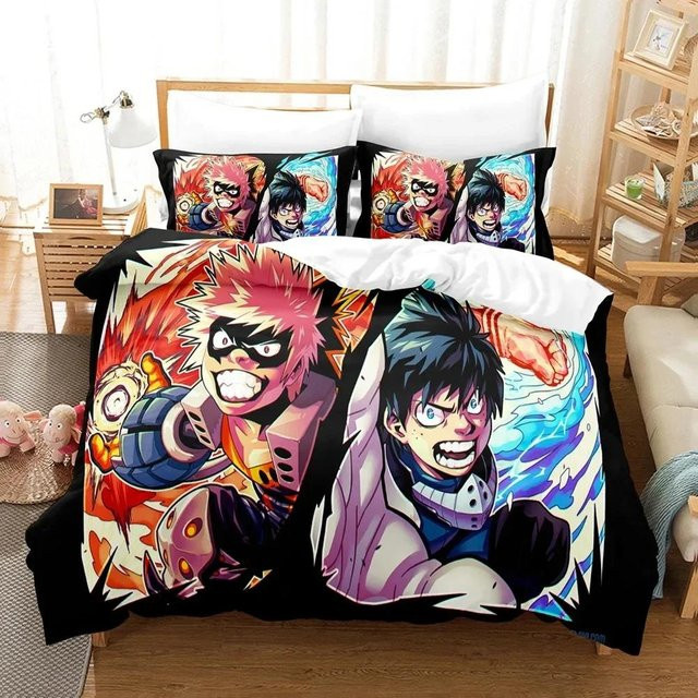 Lodestar My Hero Academia Bettwäscheset mit 3D-Anime-Print, 2-teilig, Mehrfarbig, Breite: 133 cm, Höhe: 70 cm - Bild 1