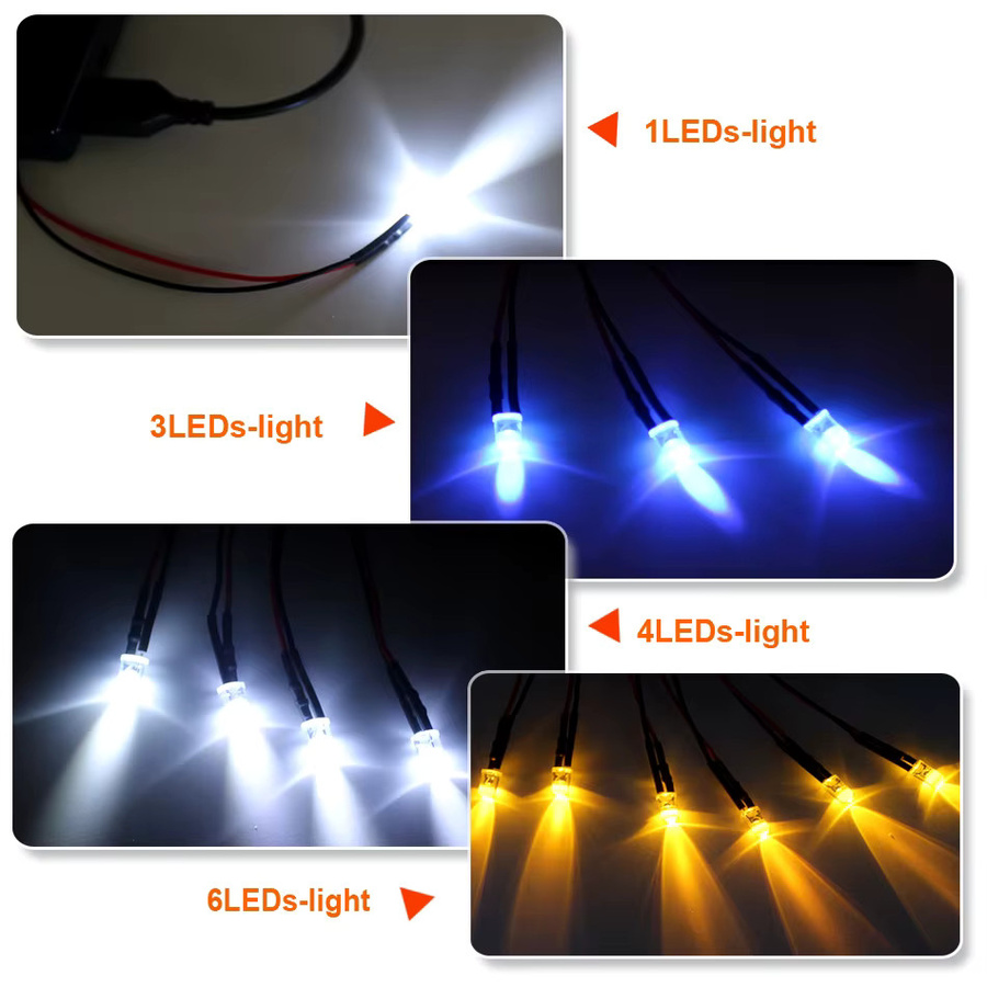 TiaoChongYi LED-Modelllicht mit DC5V USB-Anschluss und 5 mm vorverdrahteten runden LEDs in Rot, Grün und Blau für dein DIY-Nachtlicht - Bild 3