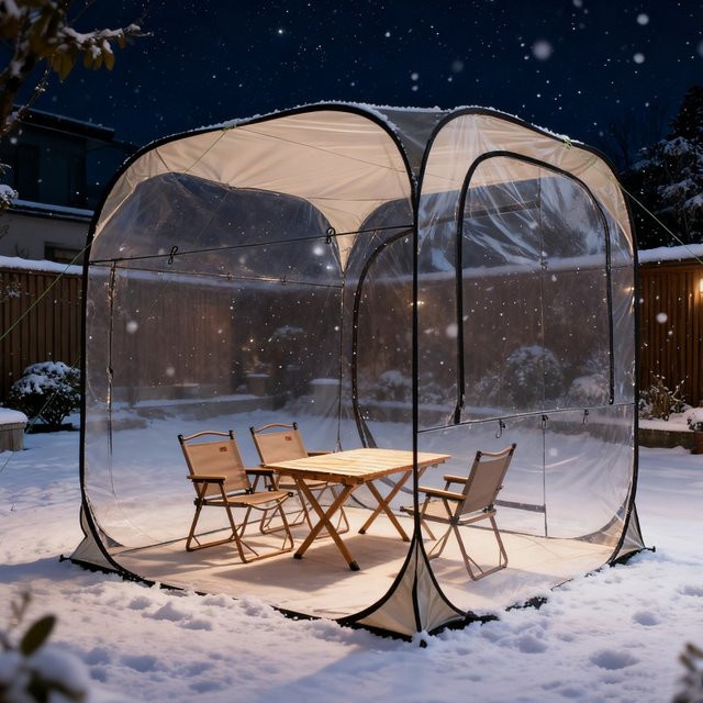 Pumbba Pop-Up Blasenzelt transparent aus PVC, wasserdichtes Outdoor-Dome-Zelt für 3–4 Personen, B/T/H: 213,36 x 213,36 x 213,36 cm - Bild 1