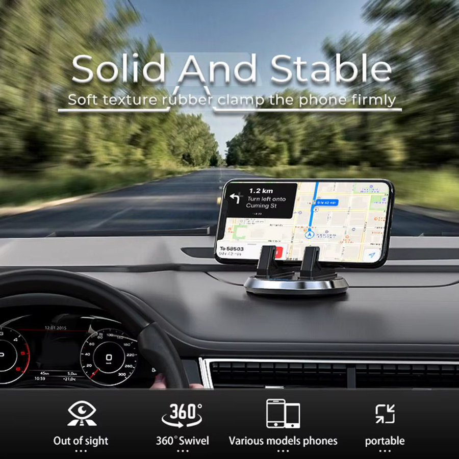 Universelle 360 Grad drehbare Autotelefonhalterung für das Armaturenbrett mit Anti-Rutsch-Funktion und GPS-Navigation, Schwarz - Bild 5