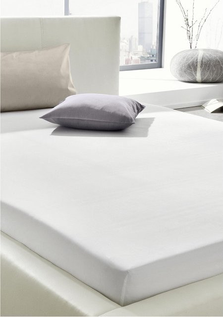 H.G. Hahn Spannbetttuch Uni-Satin aus Baumwolle in Weiß - Bild 1