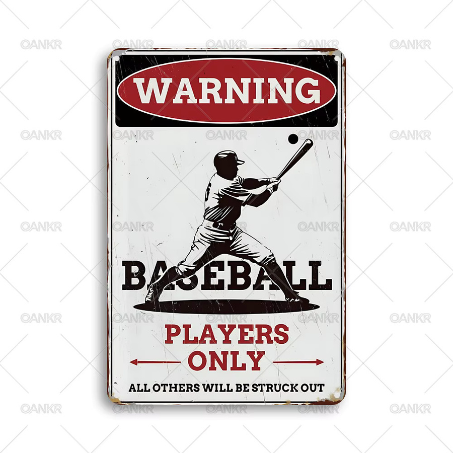 OANKR Vintage Baseball Metallschild Retro Wanddekoration Mehrfarbig B: 30,0 cm, H: 20,0 cm - Bild 2