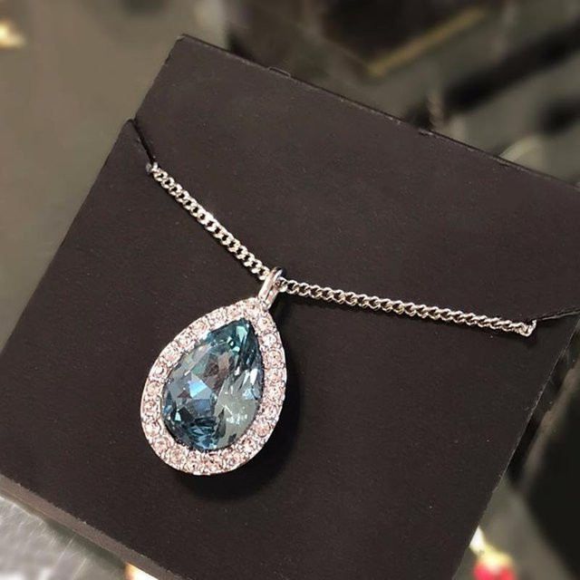 YIRAN Jewelry Halskette, tropfenförmiger Anhänger, Zirkonia, Kupfer, gray, Damen - Bild 1