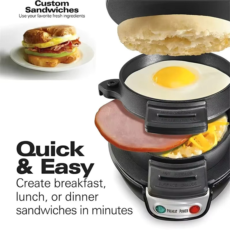 BALASHOV Elektrischer Burger Maker und Sandwich Maker in Rot mit 220V für Frühstück und Muffin-Zubereitung - Bild 2