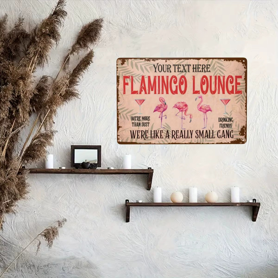 Personalisiertes Metallschild Hello Young Flamingo-Lounge Wanddekoration, B: 20 cm, H: 30 cm, Farbe: Weiß/Mehrfarbig - Bild 2