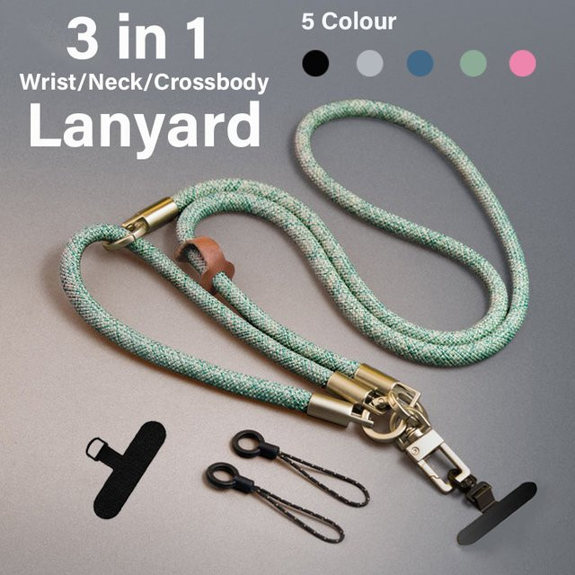QGhappy 3-in-1 Handy-Lanyard in Pink, verstellbares und abnehmbares Reise-Halsband für iPhone und Samsung als Anti-Verlust-Umhängeband und Handy-Charm-Riemen - Bild 1