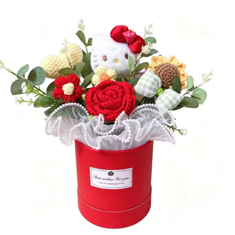 E-Strong Hello Kitty Plüschtiere, mit gehäkelten Blumen, Bunt / Mehrfarbig - Bild 2
