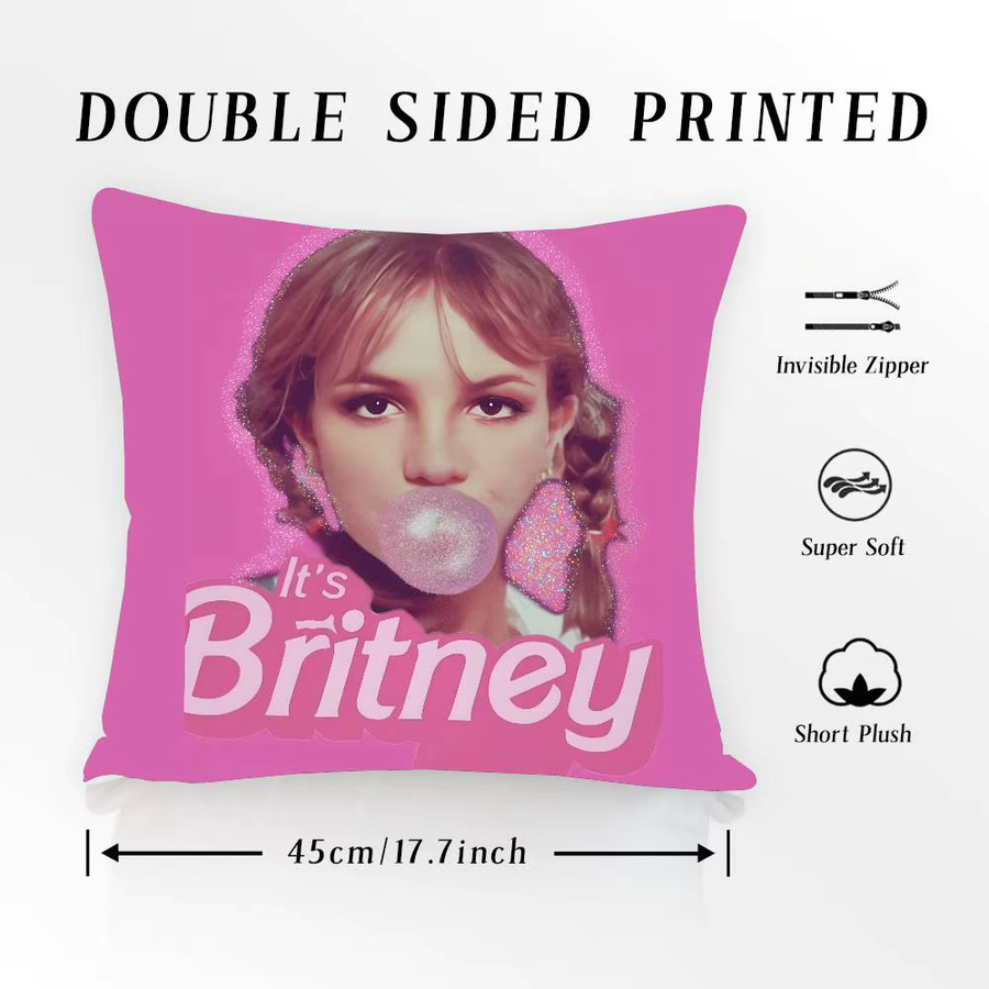 Retro Singer B-Britney Spears Kissenbezug mit unsichtbarem Reißverschluss, Breite: 30 cm, Höhe: 30 cm - Bild 3
