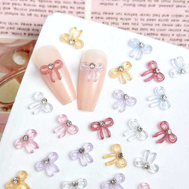 50 Stück Gelee-Schleifen Nagel-Charms, glänzend, Nagelkunst-Dekoration - Bild 1