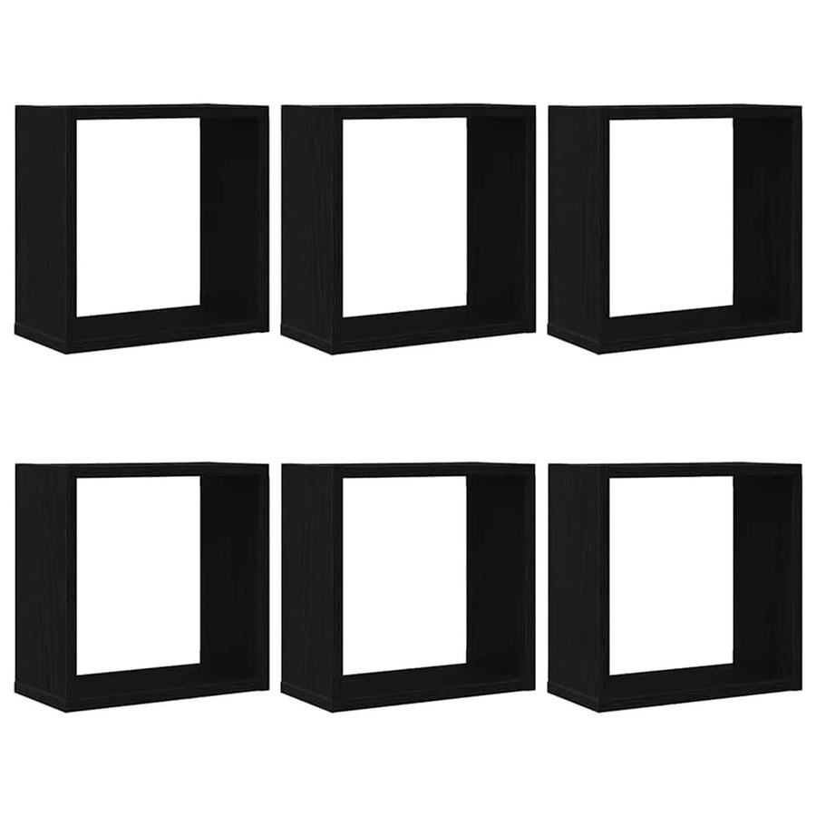 vidaXL Würfel-Wandregale 6er Set in Schwarz und Eichen-Optik, B/T/H: 30 x 15 x 30 cm - Bild 2