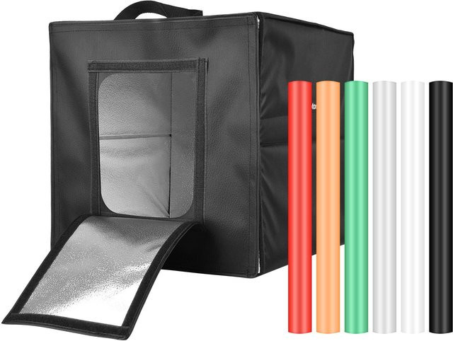 Andoer Faltbares LED-Lichtzelt als tragbare Tisch-Fotostudio-Lichtbox mit 128 LED-Perlen, Schwarz, Breite: 40 cm - Bild 1