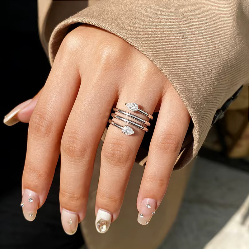 Smyoue Ringe, 925 Silber vergoldet, Moissanit, Damen - Bild 4