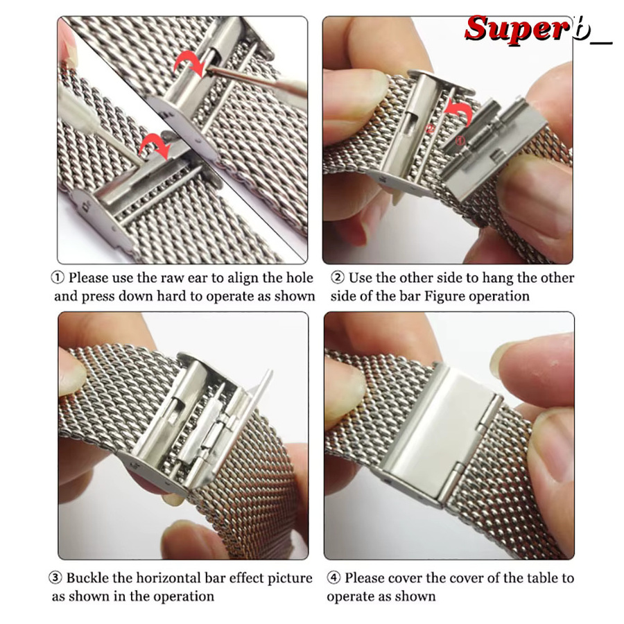 crazyband Uhrenarmband Mesh Milanese, Edelstahl, Silber, Unisex - Bild 6