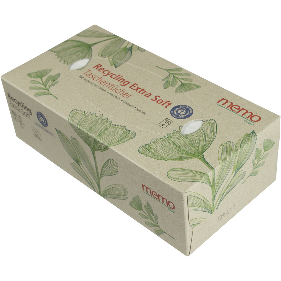 memo Papiertaschentücher Recycling Extra Soft in weißer Box, 100 Stück, B: 11,5 cm, H: 7 cm - Bild 2
