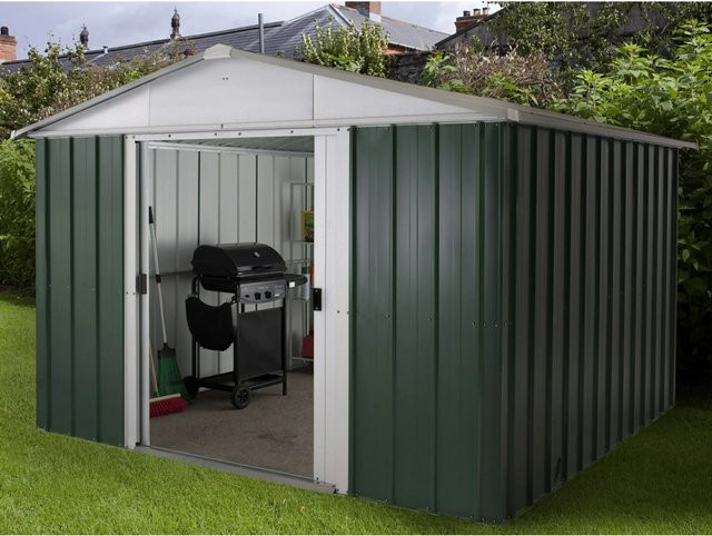 Yardmaster Gerätehaus-Set Bayern 1010GEYZ+ aus Metall in Grün, B/T: 285 x 285 cm - Bild 1