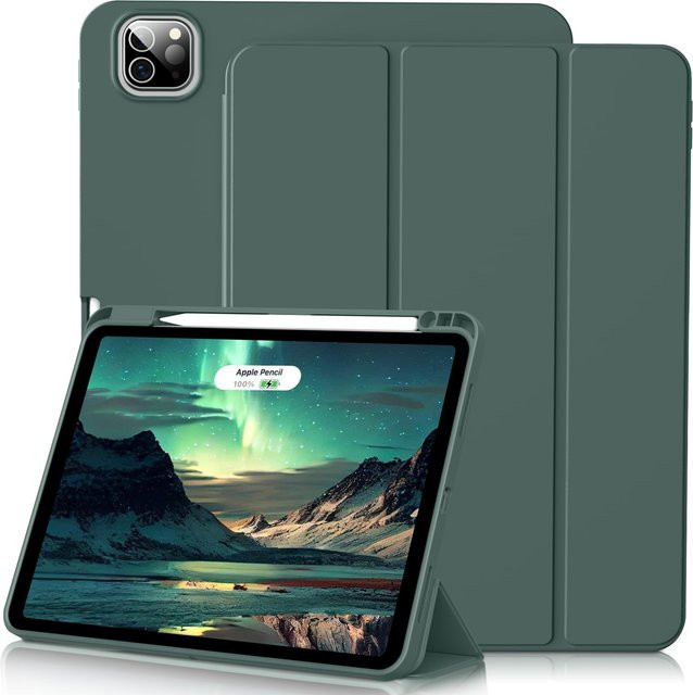 Leke-Leka Trifold Stand Flip Cover Federmäppchen für iPad Air und Pro mit Stifthalter in Blau und Grün - Bild 1