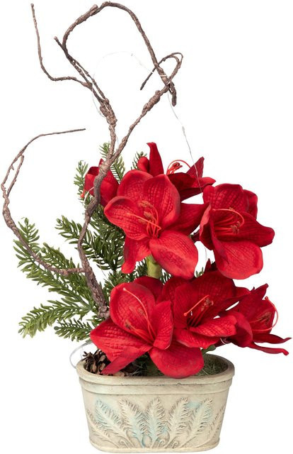 Künstliches Amaryllis Arrangement in Rot für deine Weihnachtsdekoration von MODERNE HAUSFRAU - Bild 1