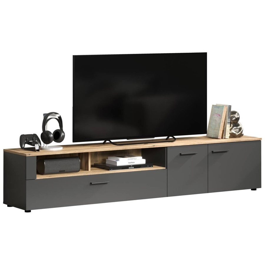TV-Lowboard Esteban Evoke Coast in Anthrazit und Eiche Nachbildung B/H/T: 210 x 43 x 41 cm - Bild 2
