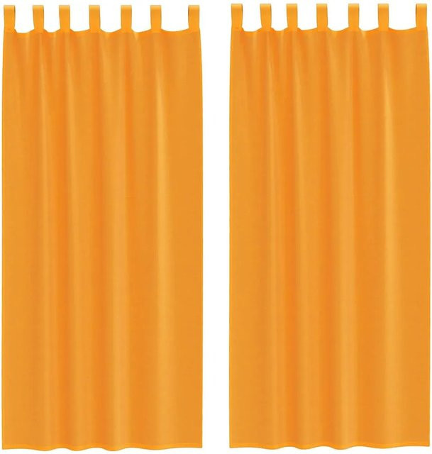 vidaXL Voile Vorhänge mit Schlaufen, 2 Stück, Orange, Breite: 140 cm, Höhe: 245 cm - Bild 1