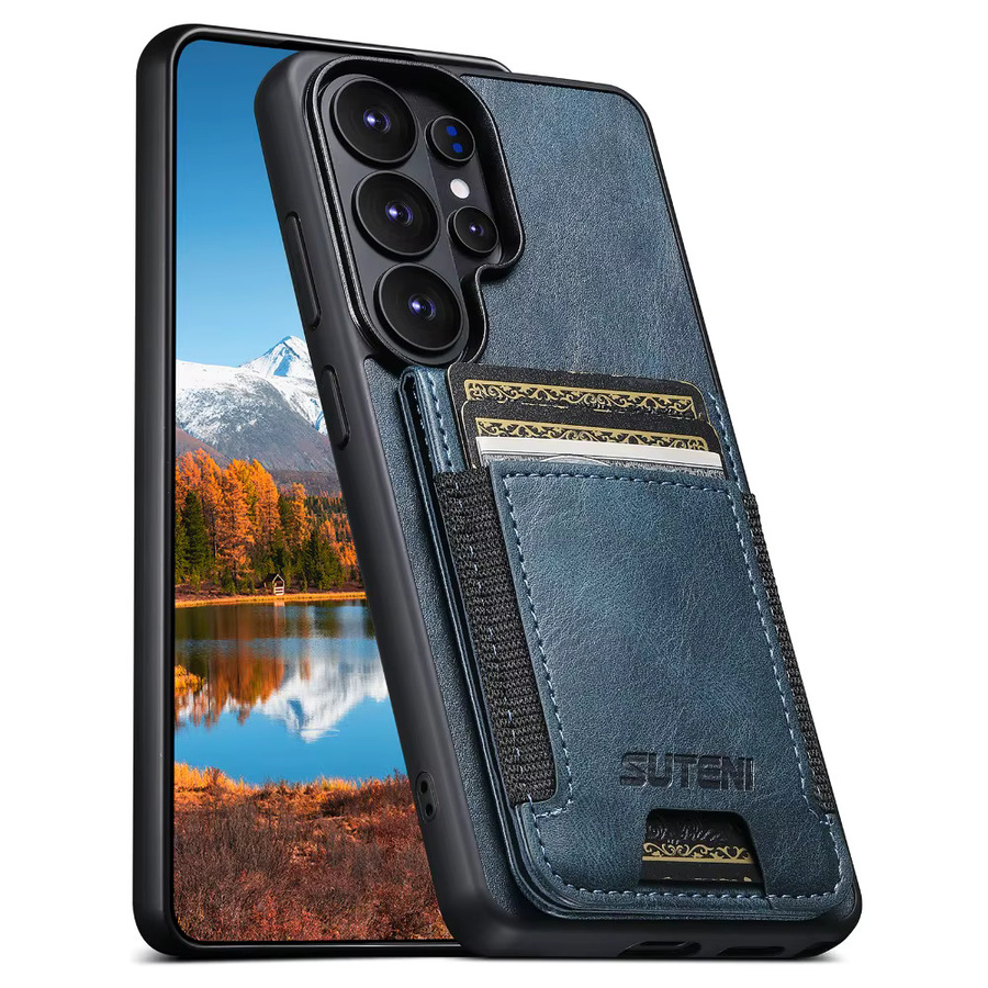 SUTENI Luxus-Handyhülle aus Kunstleder mit Kartenhalter und Standfunktion für Samsung Galaxy S26 Ultra S25 Plus S24 S23 S22 Note20 Ultra in Blau - Bild 4