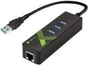 Techly USB A auf RJ45 Ethernet LAN und 3x USB A Konverter in Schwarz (IDATA-USB-ETGIGA-3U2) - Bild 1