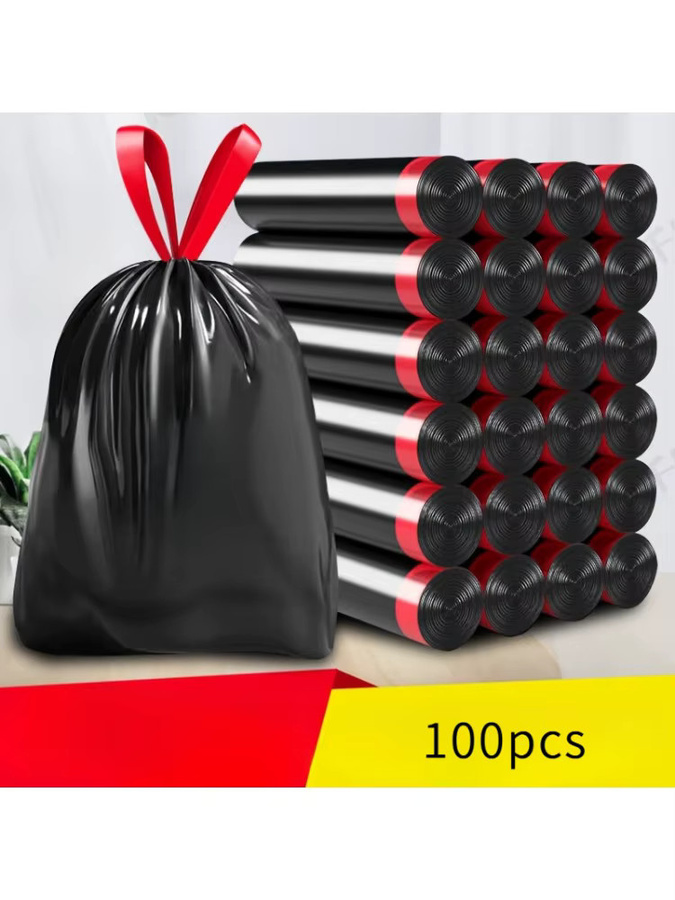 Hochleistungs-Müllbeutel aus Kunststoff, 100 Stück pro Rolle, Schwarz, 3,0 mm dick, auslaufsicher und reißfest - Bild 7